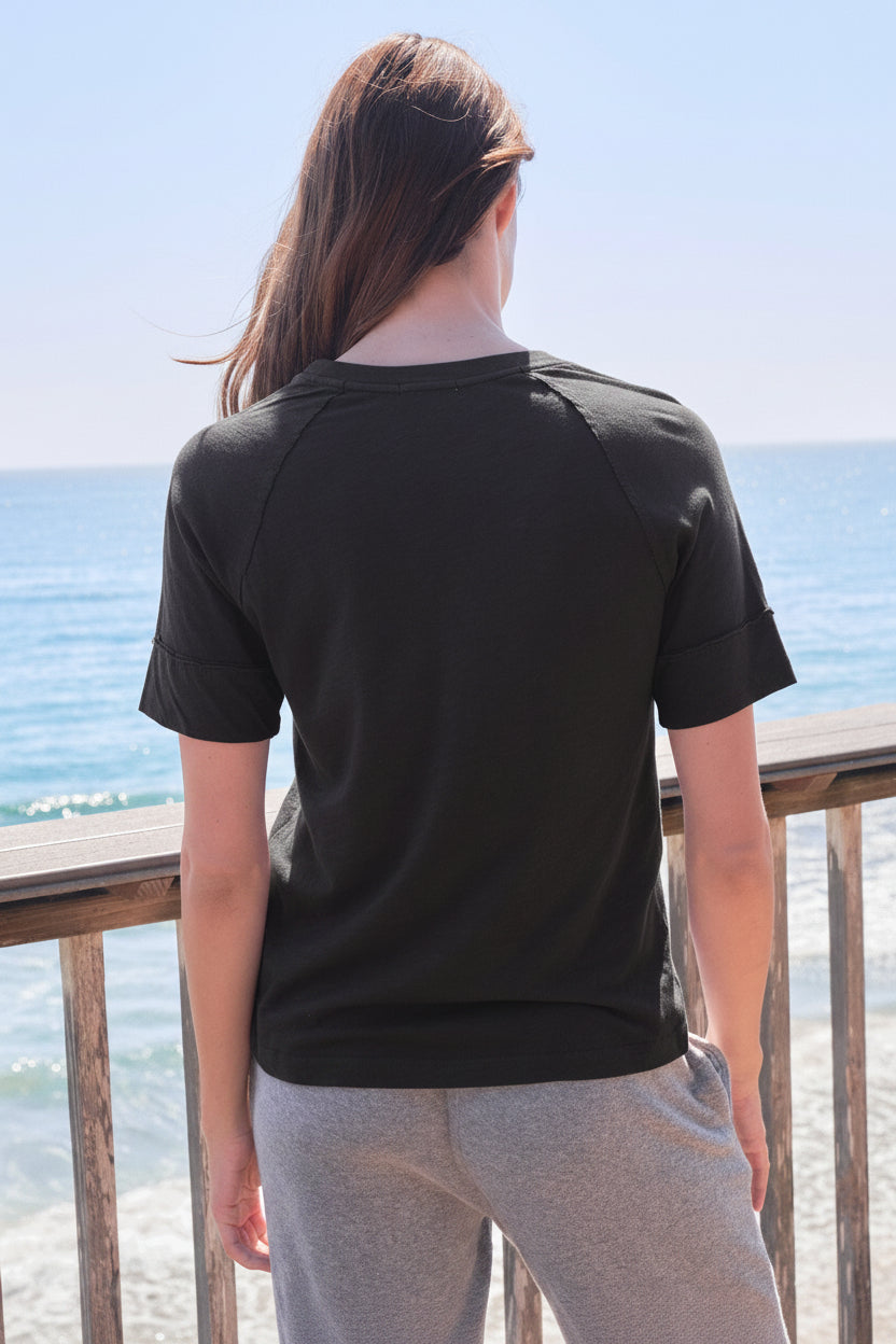 Sundry Boyfriend Tee in Washed Black