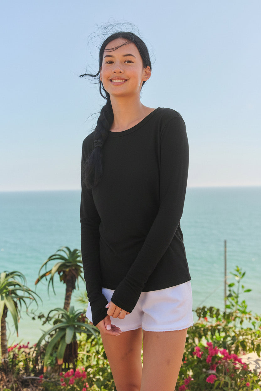 Sundry Long Sleeve Crew in Black