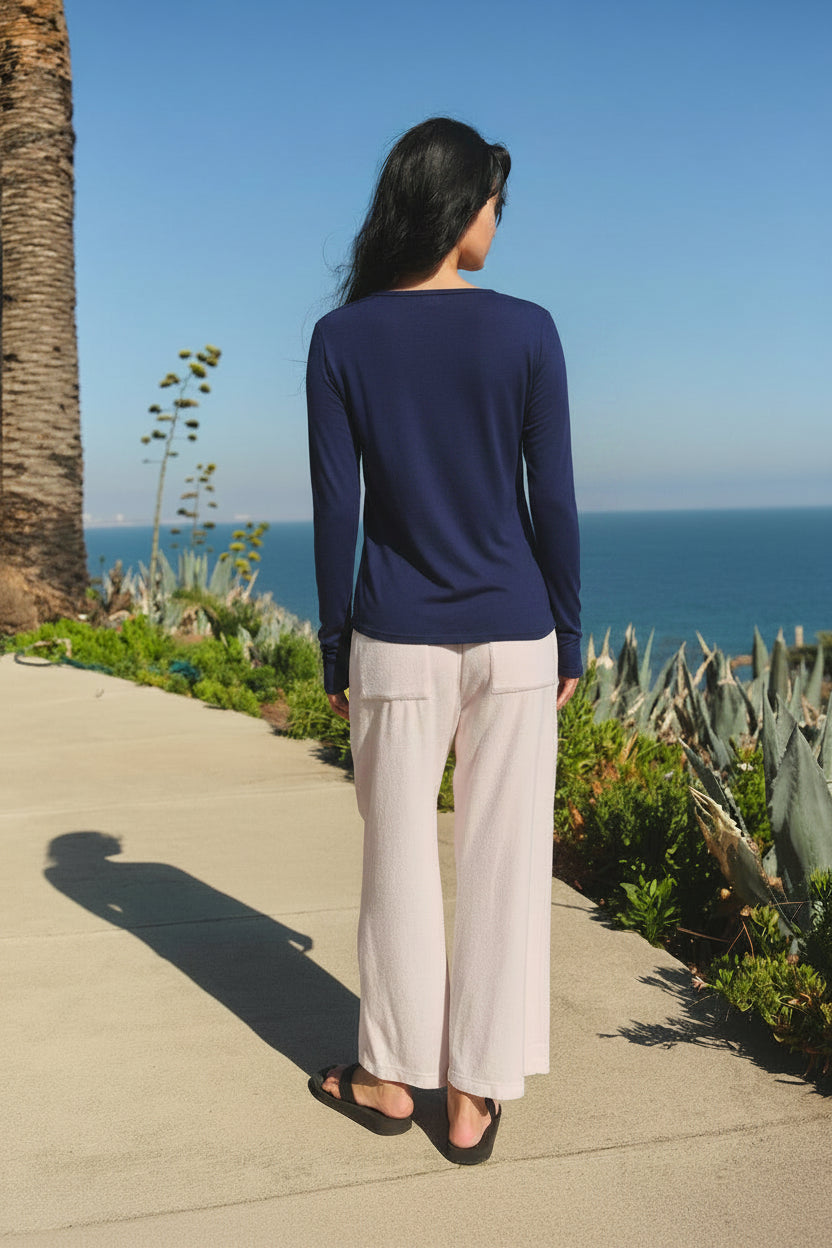 Sundry Long Sleeve Crew in Deep Navy