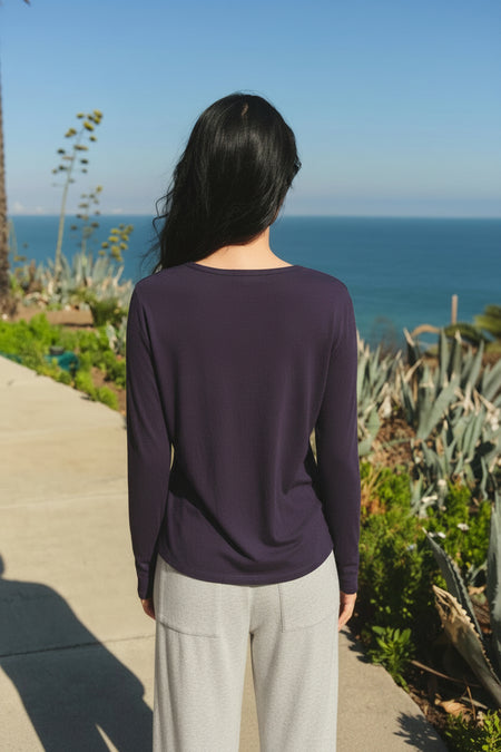 Sundry Long Sleeve Crew in Vintage Navy