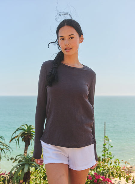 Sundry Long Sleeve Crew in Washed Black