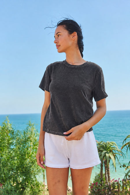 Sundry Crew Neck Tee in Washed Black