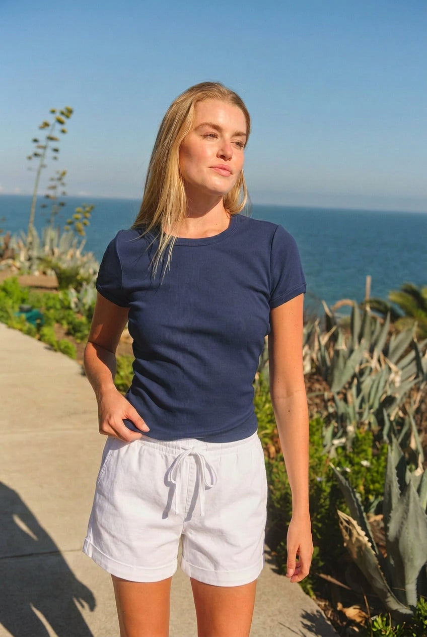 Sundry Shrunken Tee in Deep Navy
