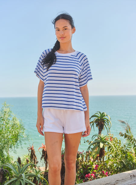 Sundry Raglan Stripe T-Shirt in Optic White