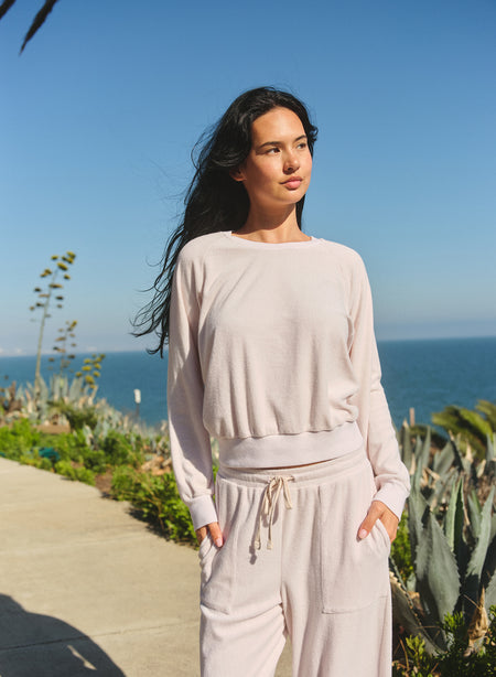 Sundry Raglan Sport Crew Sweatshirt in Oyster