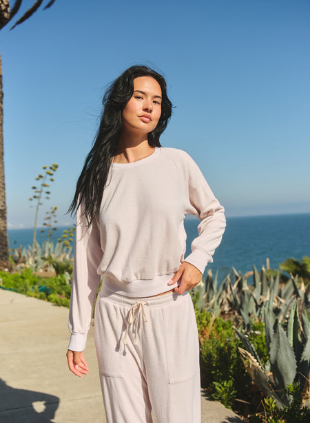 Sundry Raglan Sport Crew Sweatshirt in Oyster