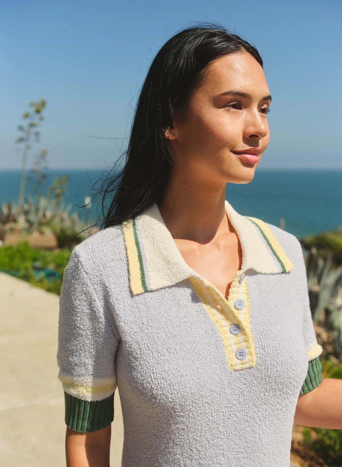 Sundry Polo Sweater Dress in Sea Breeze