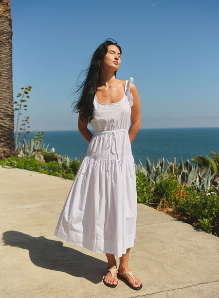 Sundry Pleated Dress in Optic White