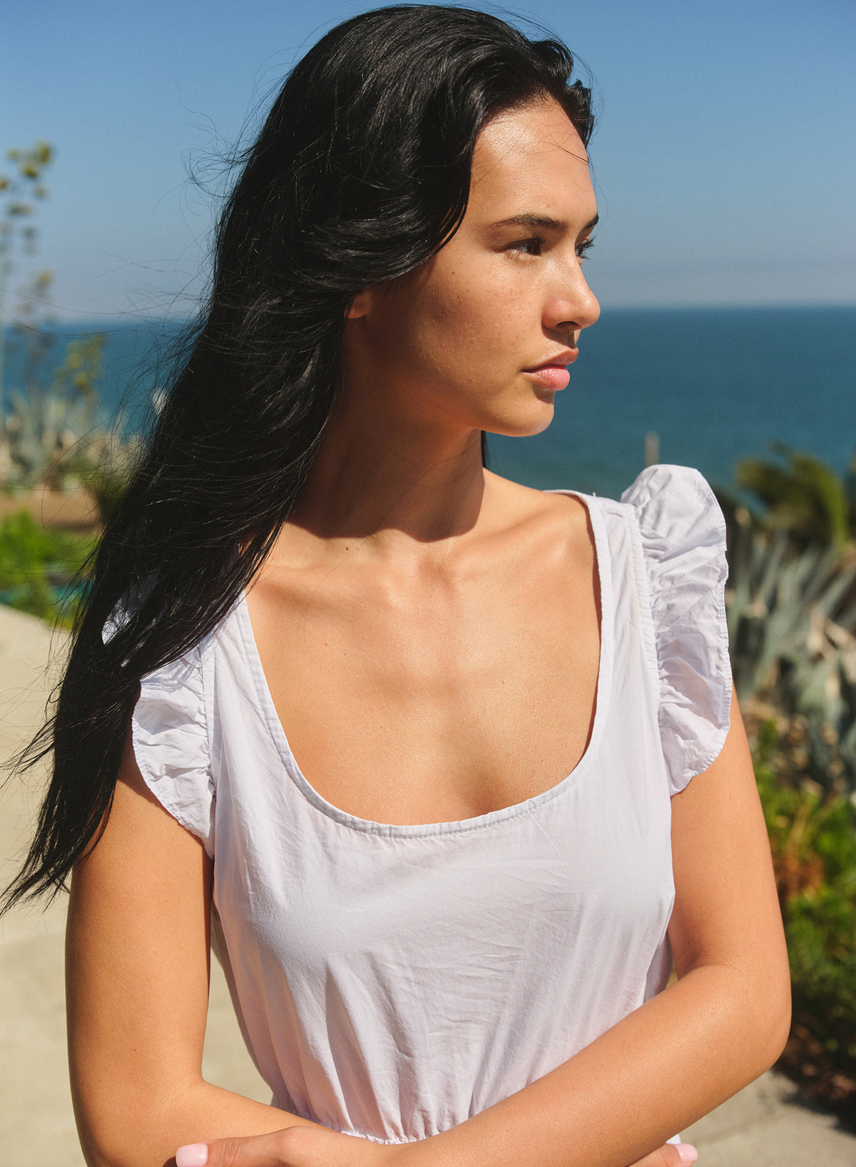 Sundry Pleated Dress in Optic White