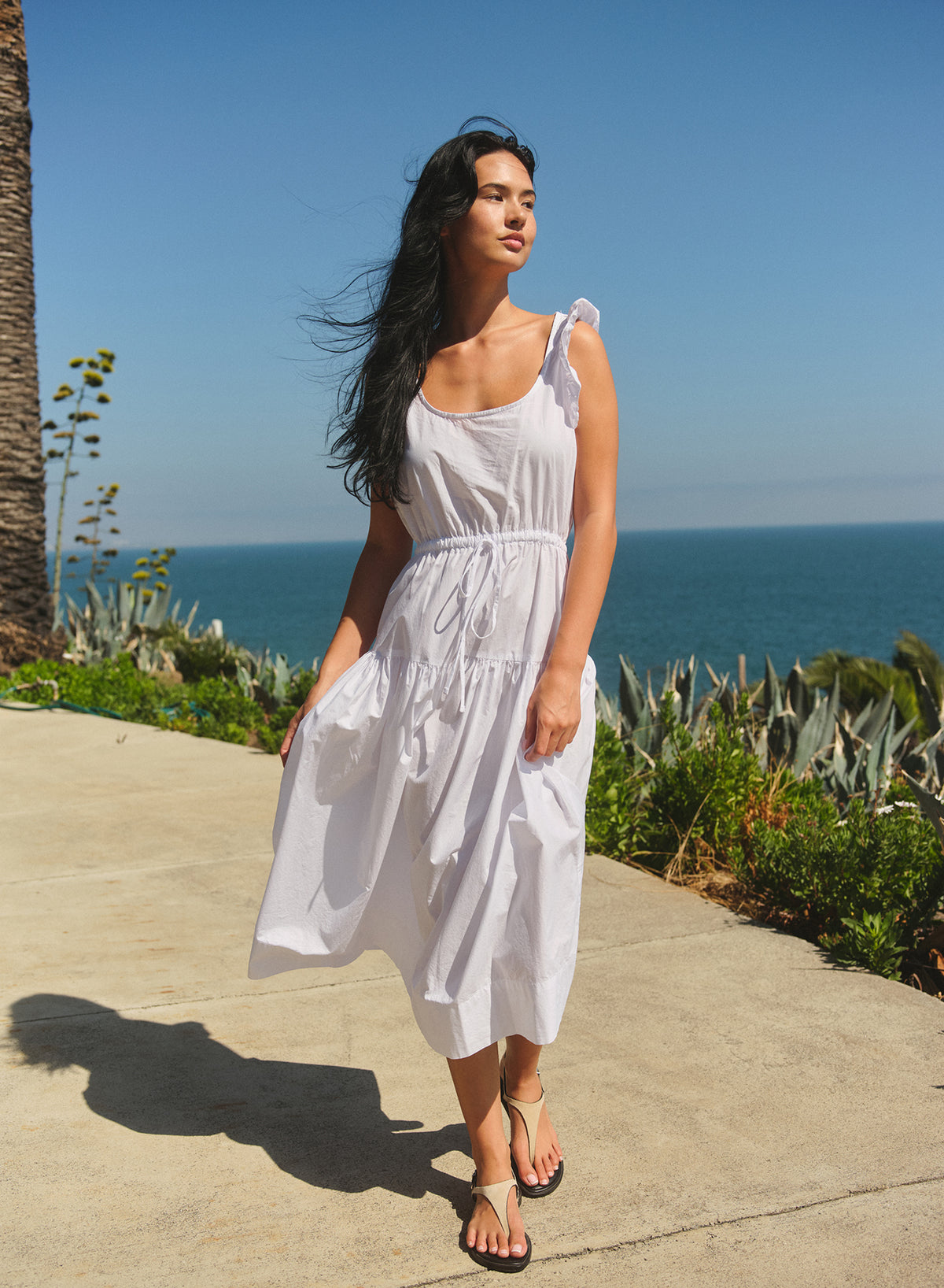 Sundry Pleated Dress in Optic White
