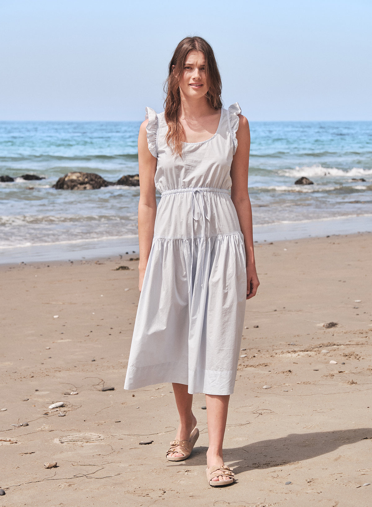 Sundry Pleated Dress in Sea Breeze