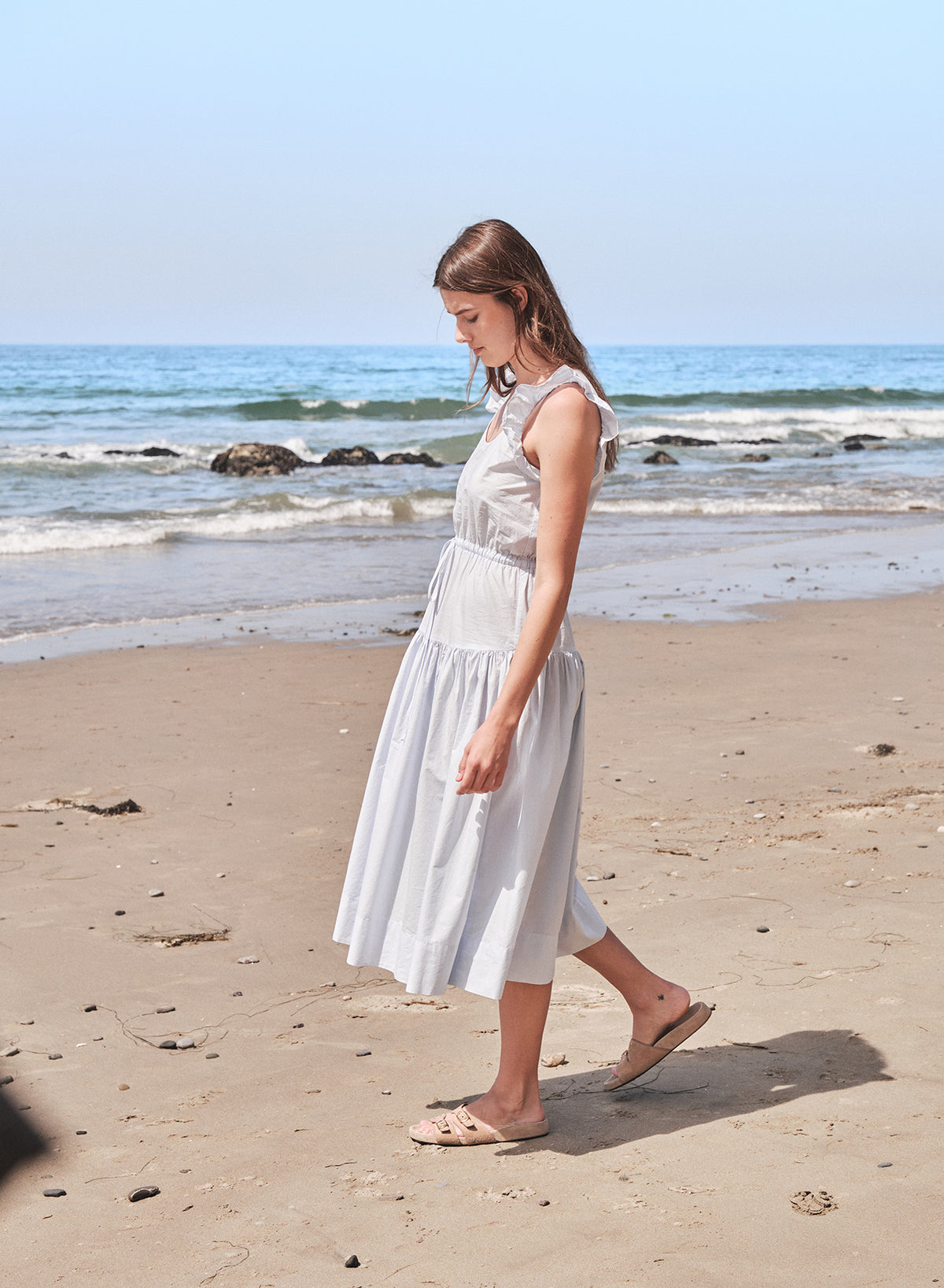 Sundry Pleated Dress in Sea Breeze