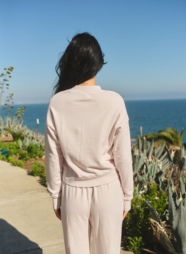 Sundry St Tropez Stamp Athletic Sweatshirt in Oyster