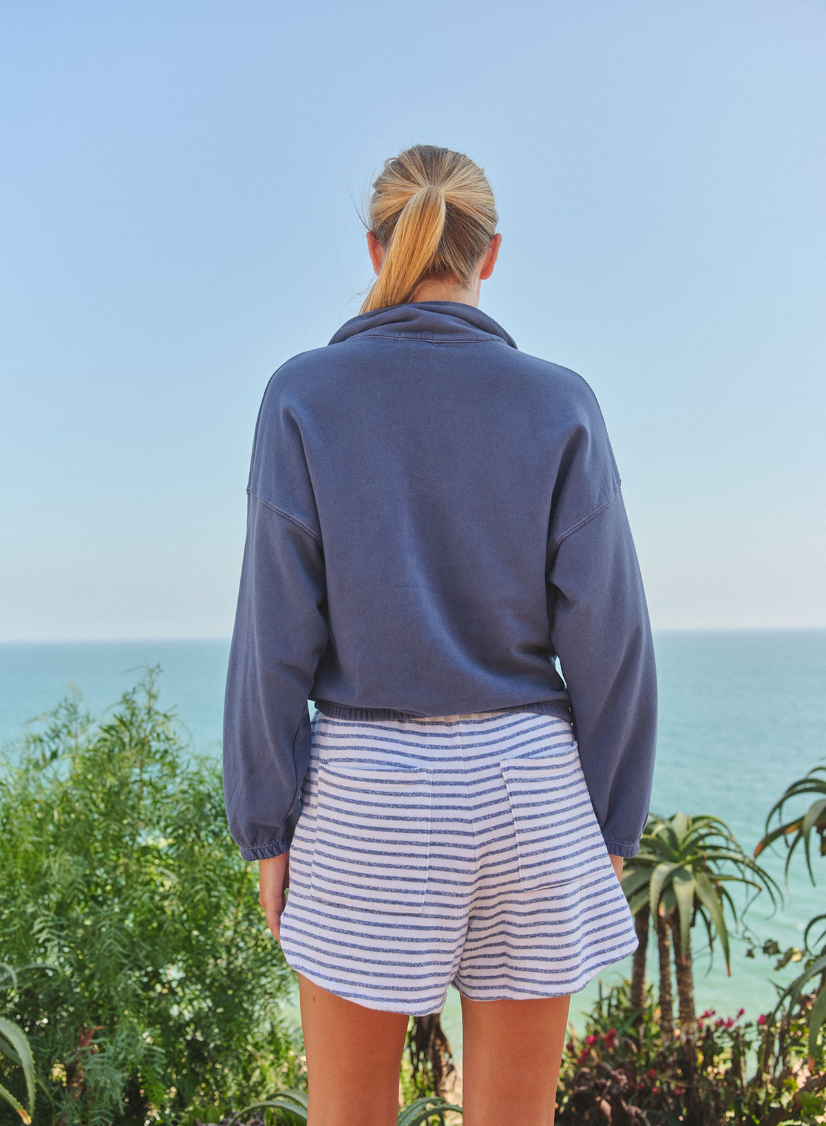 Sundry Half Zip Academy Sweatshirt in Vintage Navy