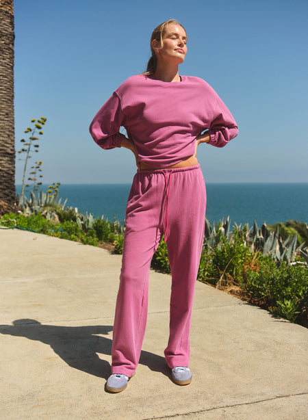 Sundry Straight Leg Track Pant in Deep Fuchsia