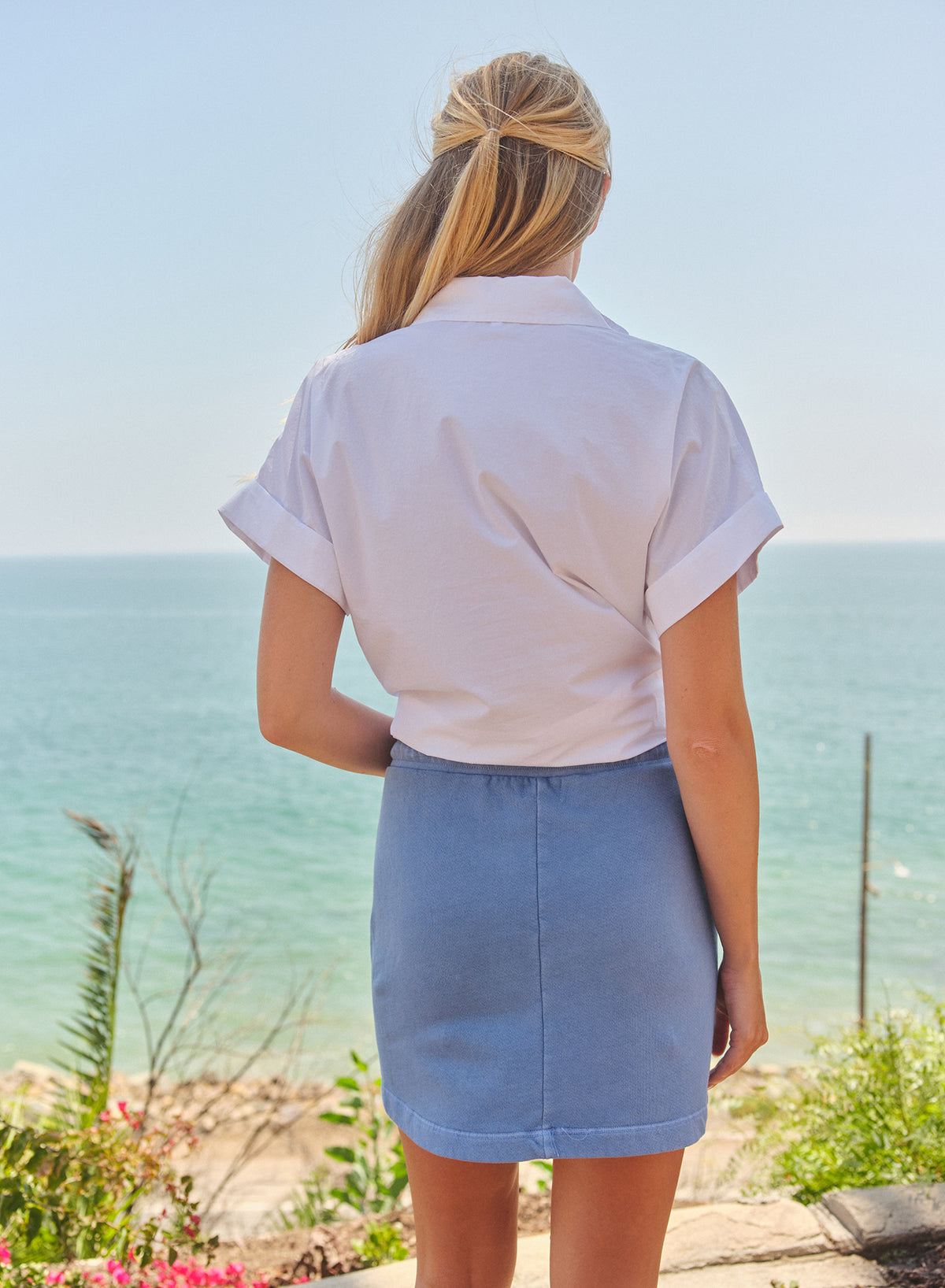 Sundry Vintage Terry Mini Skirt in College Blue