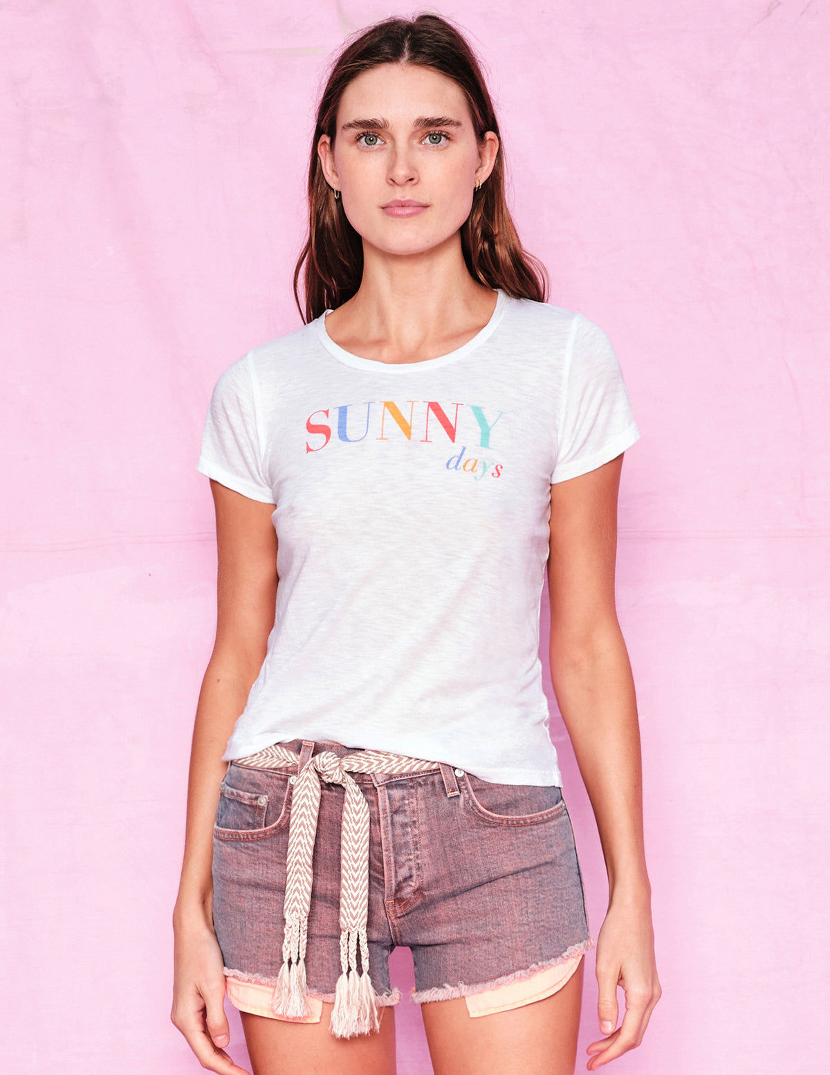 Sundry Sunny Boy Tee in White - close up