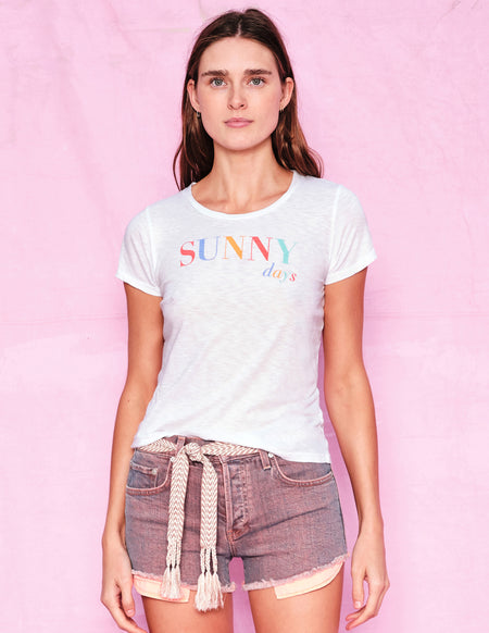Sundry Sunny Boy Tee in White - close up