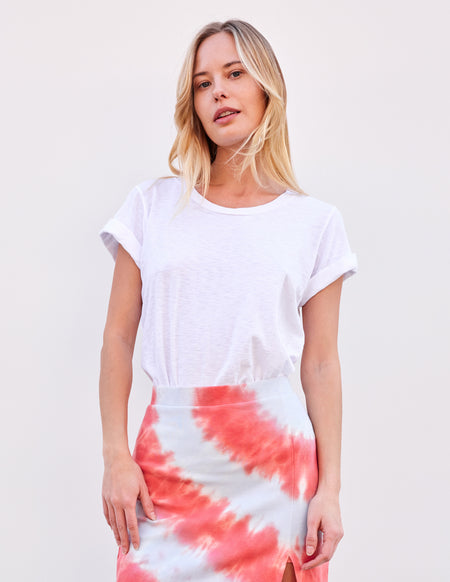 Sundry Rolled Sleeve Tee in Optic White