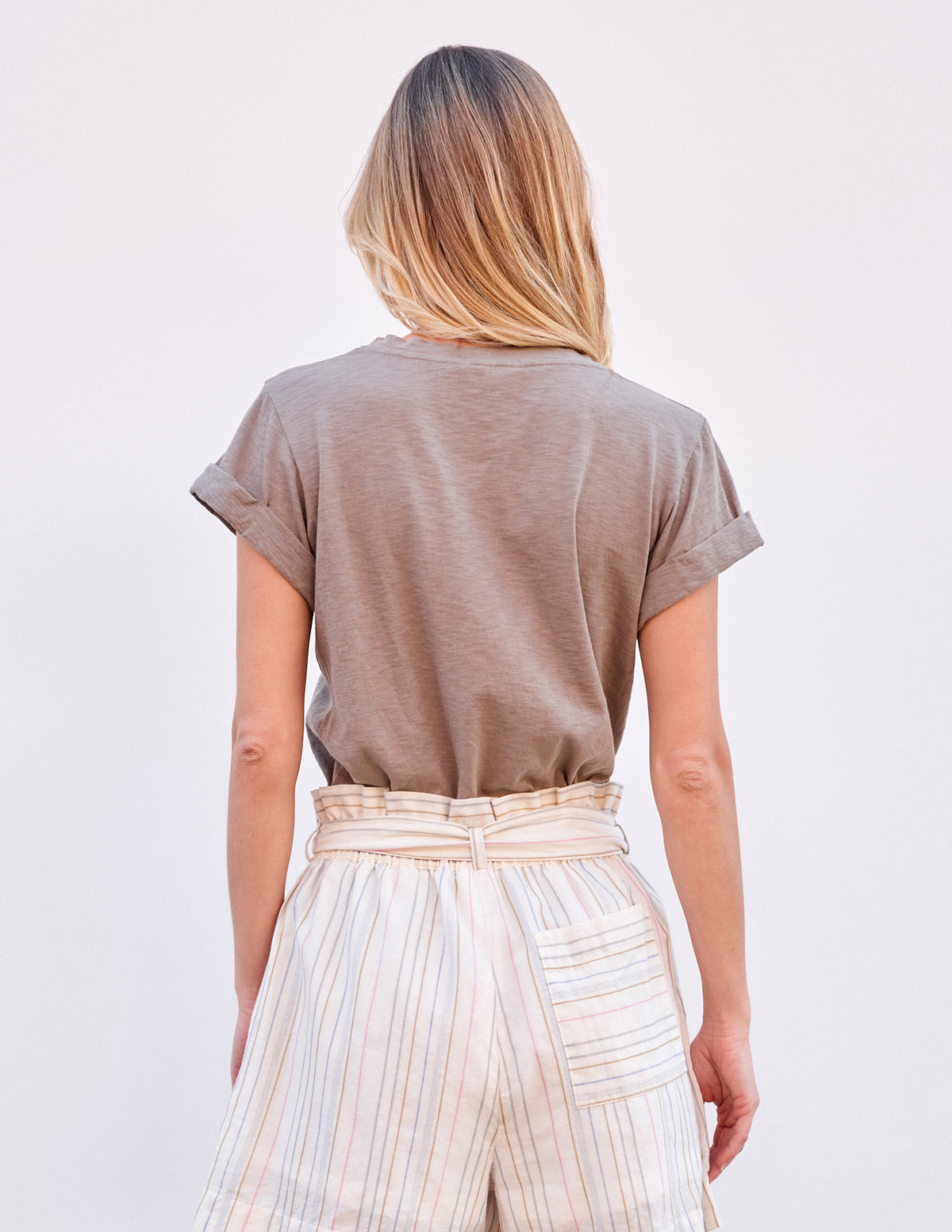 Sundry Rolled Sleeve Tee in Sage-back