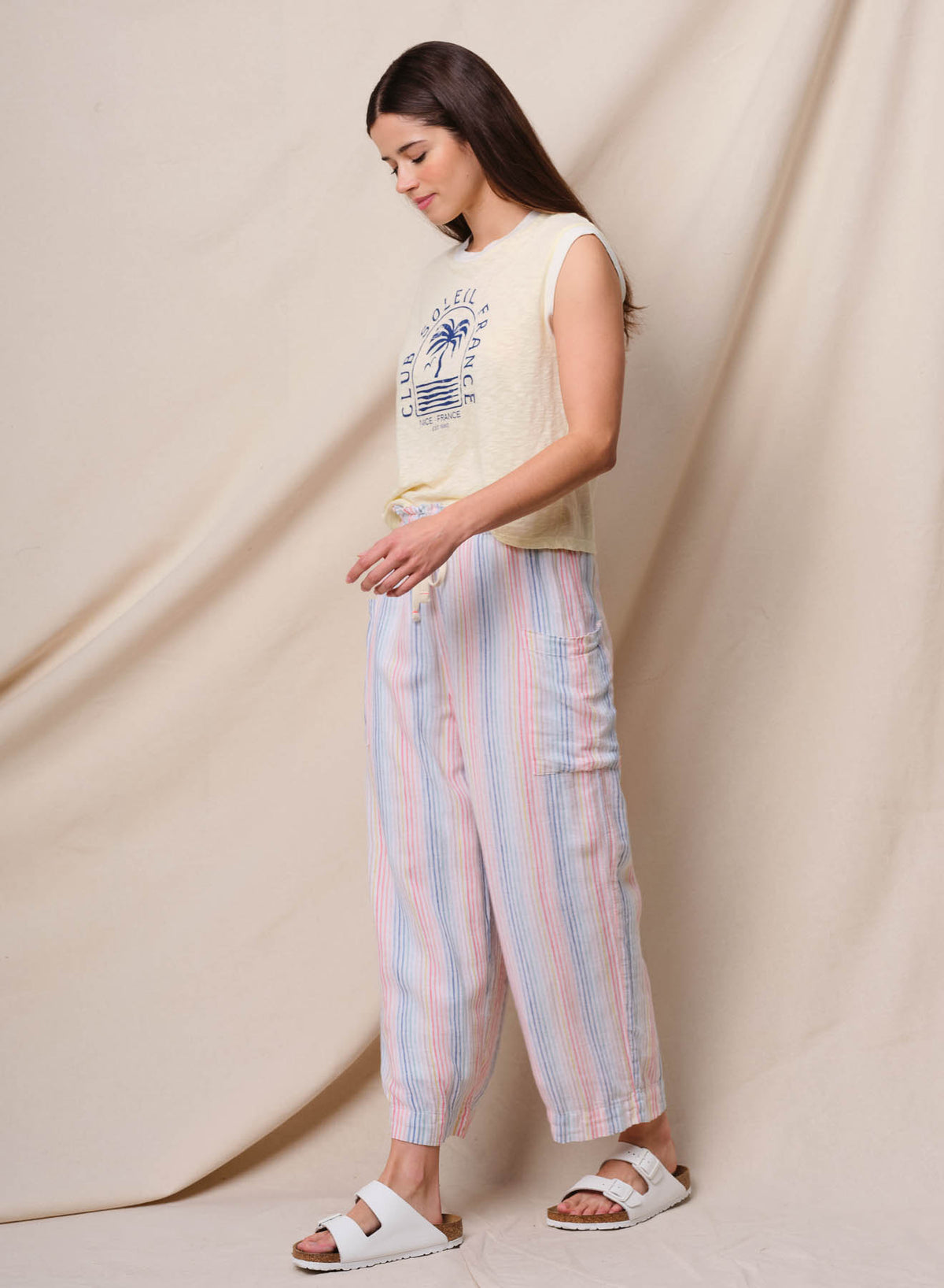 Sundry Club Soleil Cropped Muscle Tank in Lemon Tint