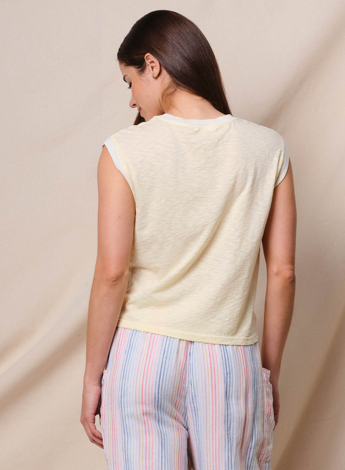 Sundry Club Soleil Cropped Muscle Tank in Lemon Tint