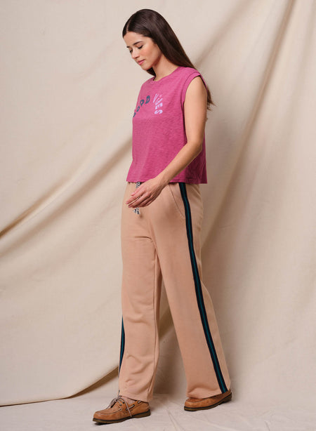 Sundry Good Vibes Cropped Muscle Tank in Cranberry