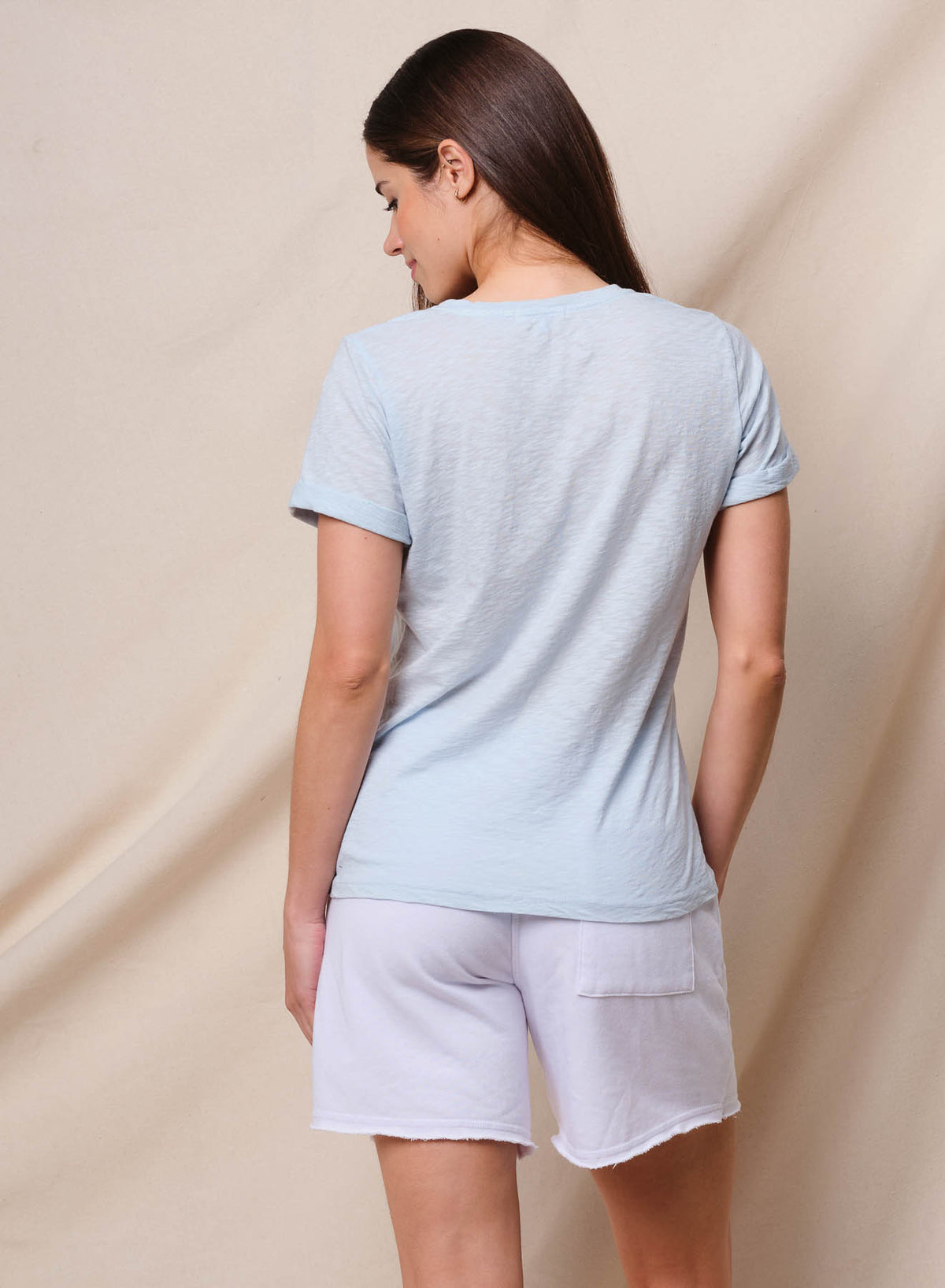 Sundry Sea La Vie Rolled Sleeve Tee in Chambray