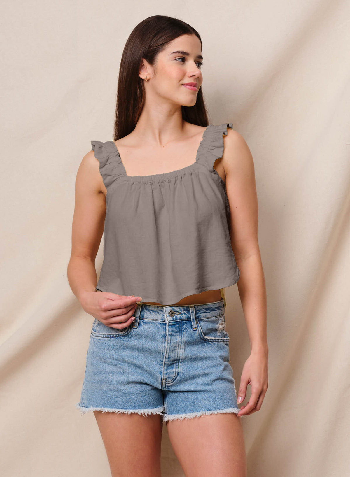 Sundry Linen Flutter Tank in Fern