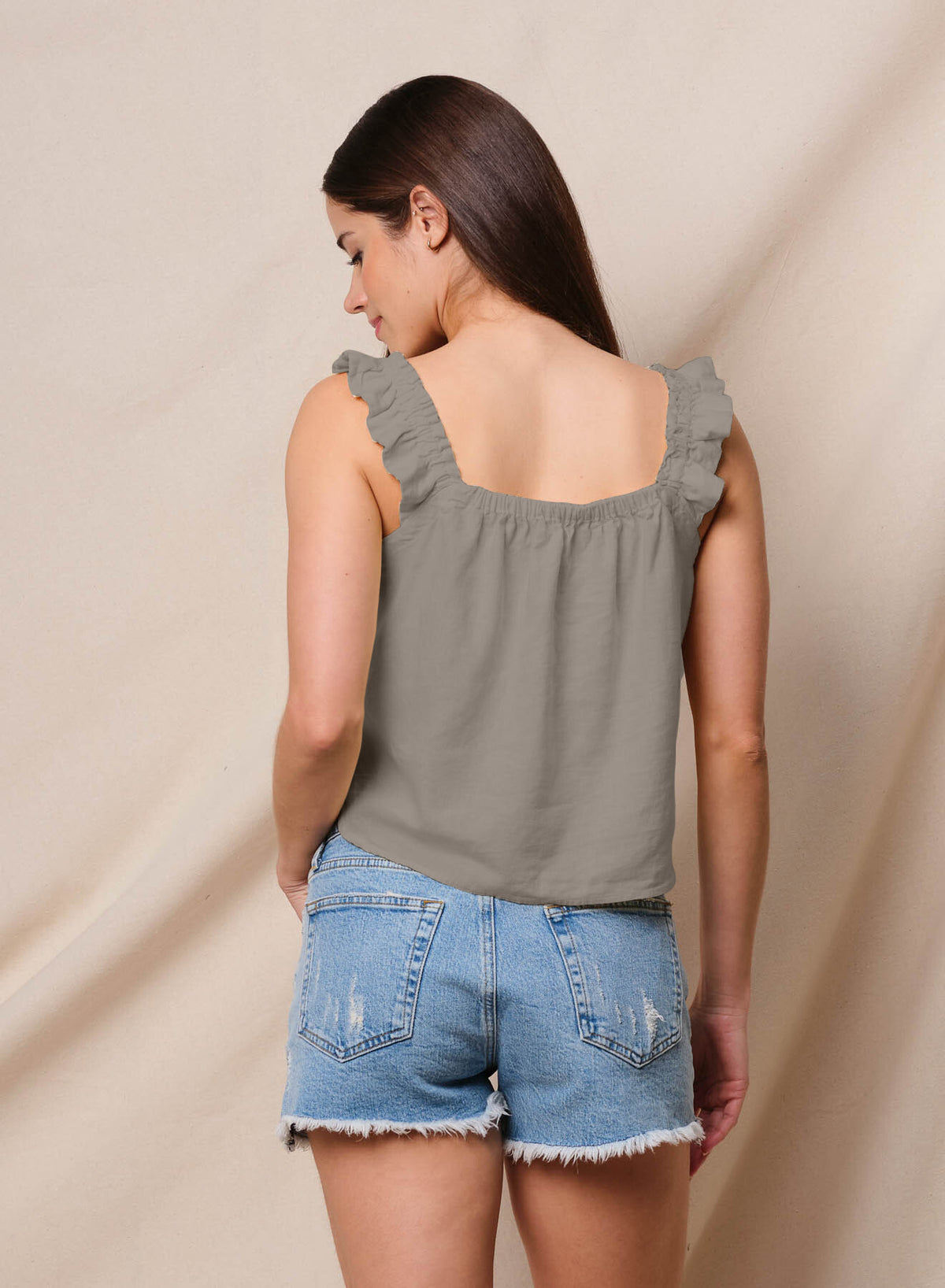 Sundry Linen Flutter Tank in Fern
