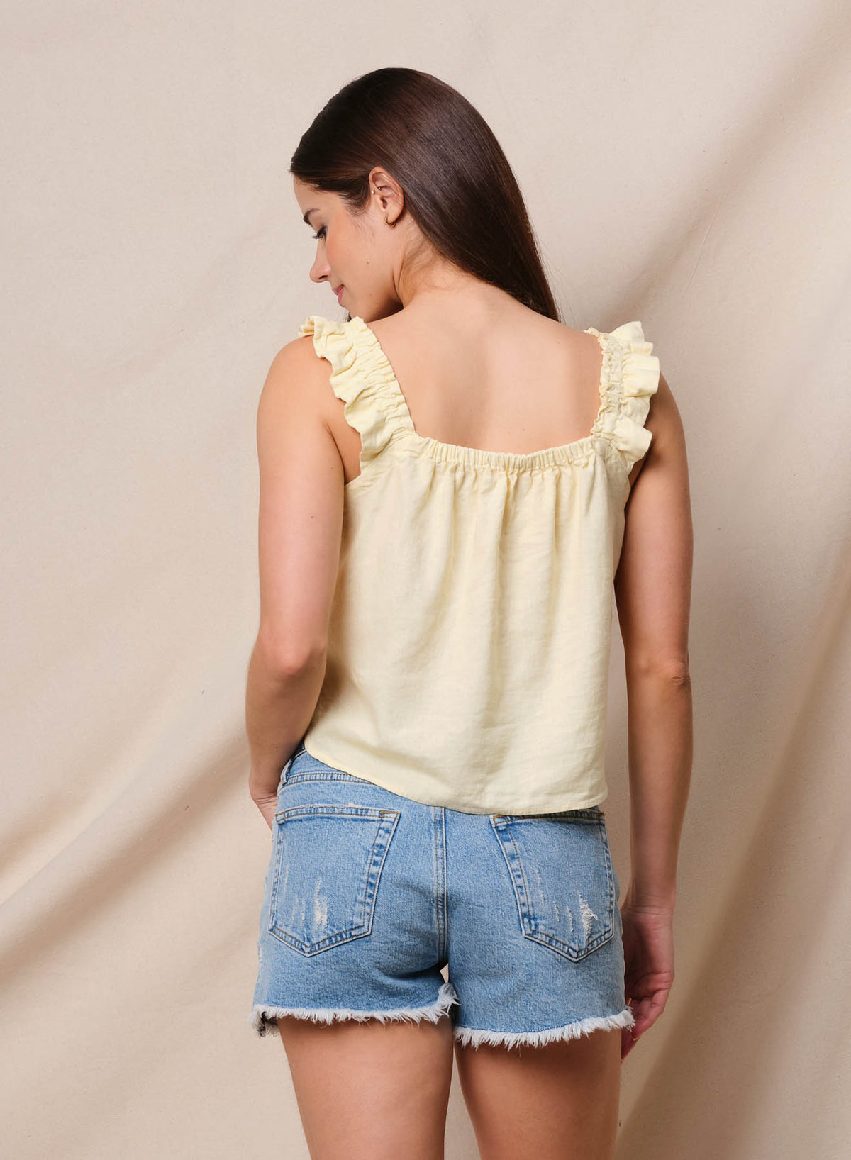 Sundry Linen Flutter Tank in Lemon Tint