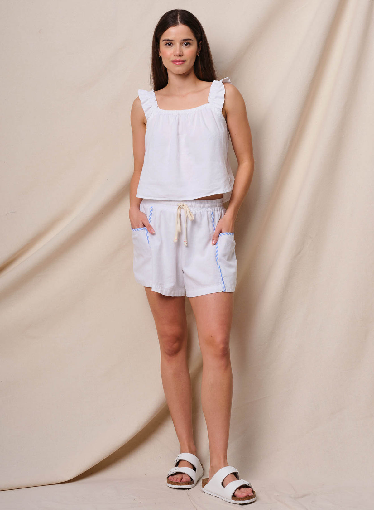 Sundry Linen Short in Optic White
