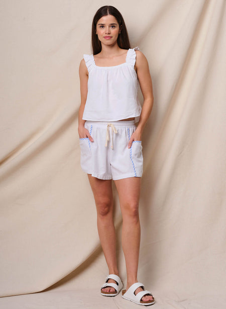 Sundry Linen Short in Optic White