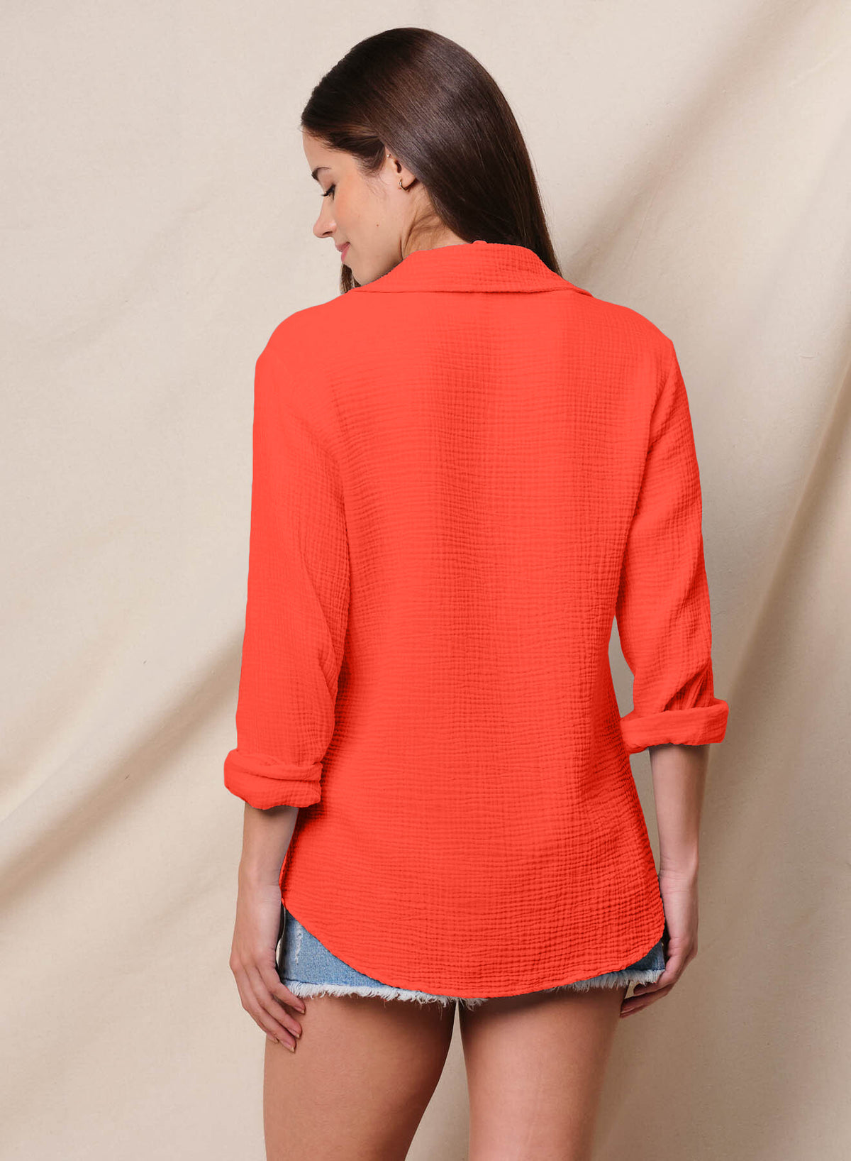 Sundry Classic Shirt in Bright Coral