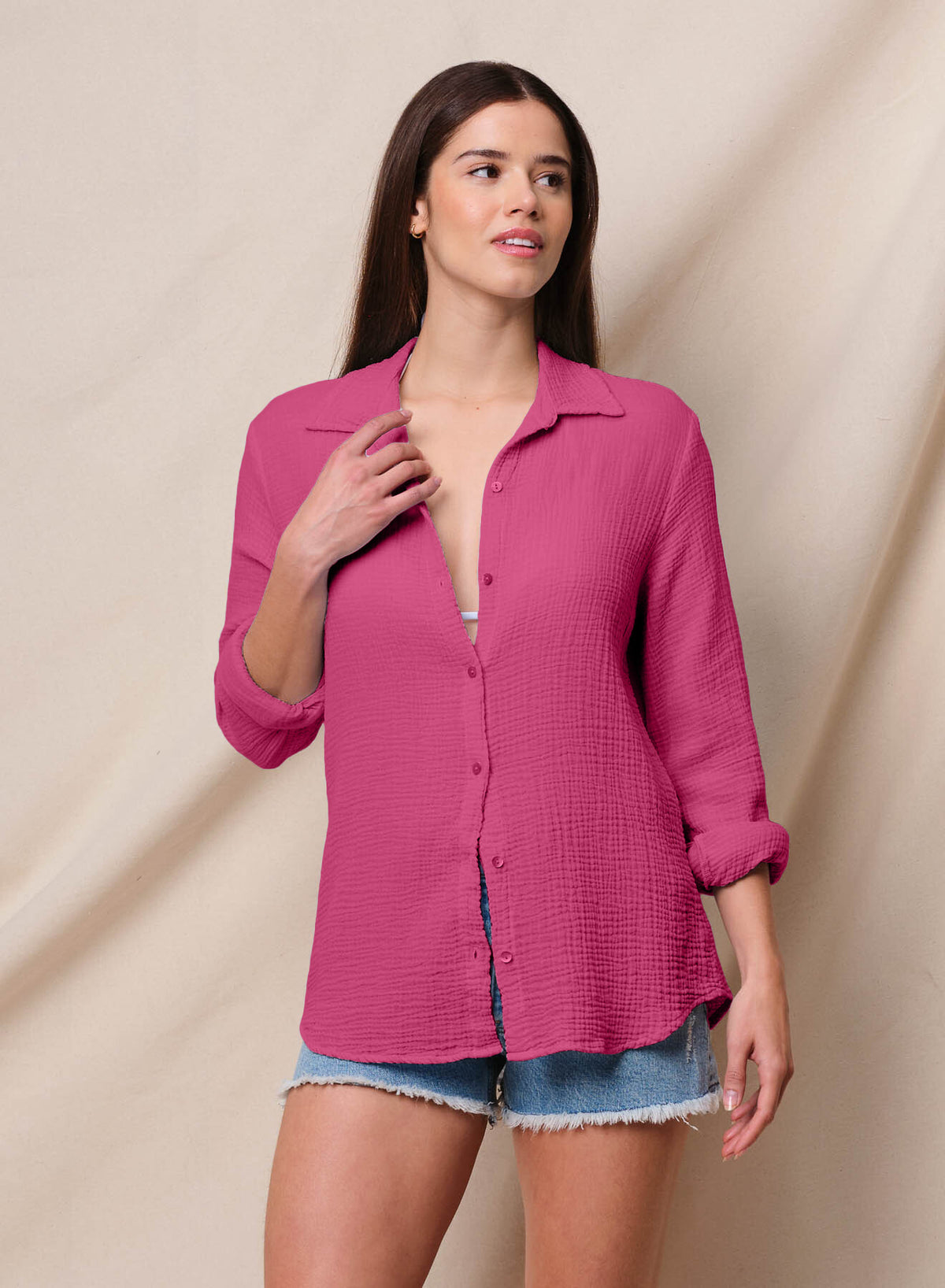 Sundry Classic Shirt in Cranberry