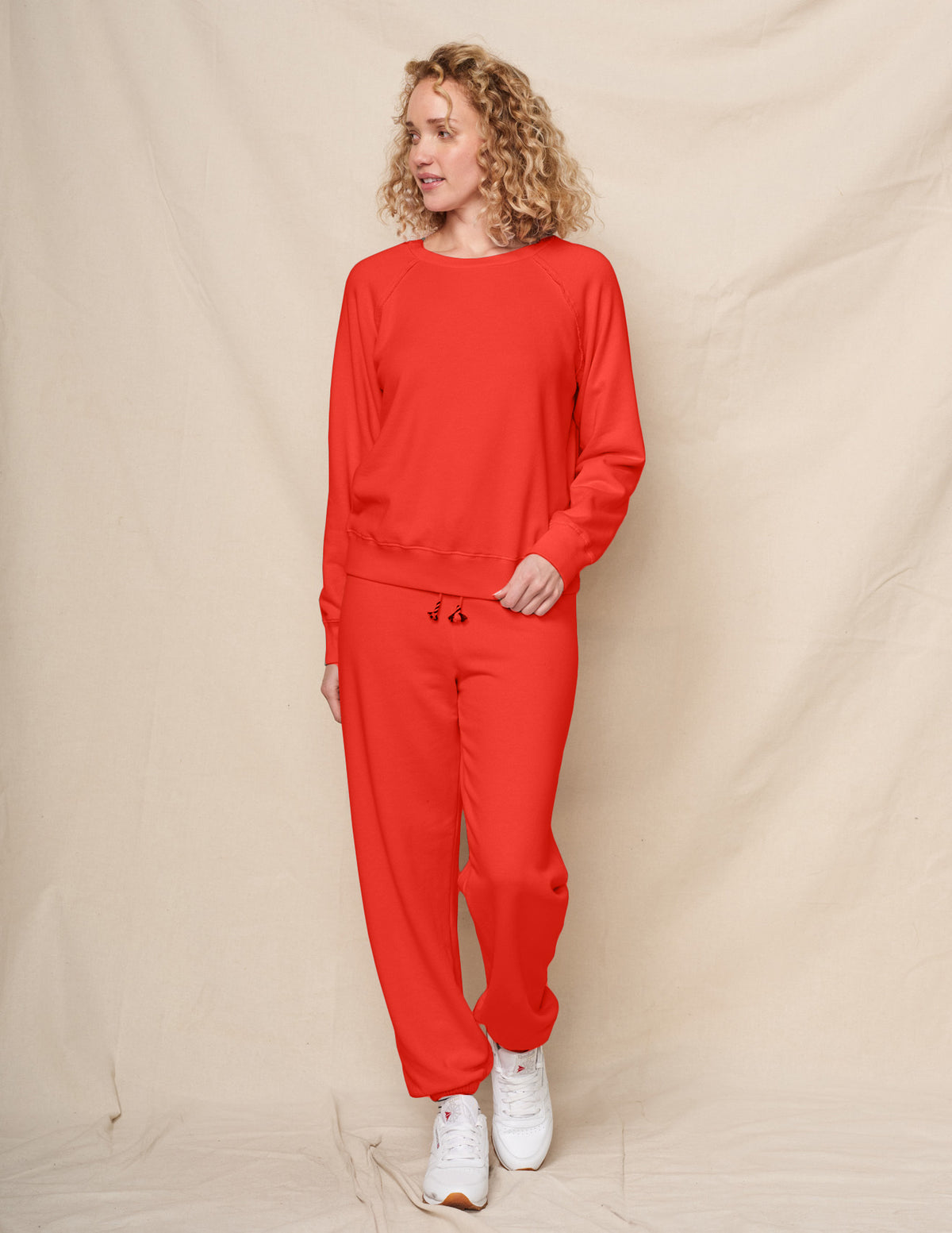 Sundry Raglan Sweatshirt in Bright Coral