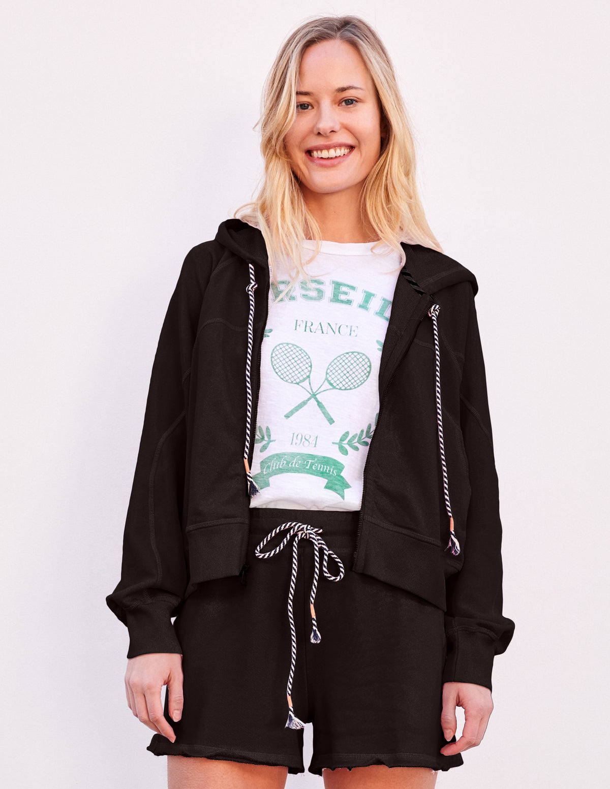 Sundry Horizon Zip Hoodie in Black