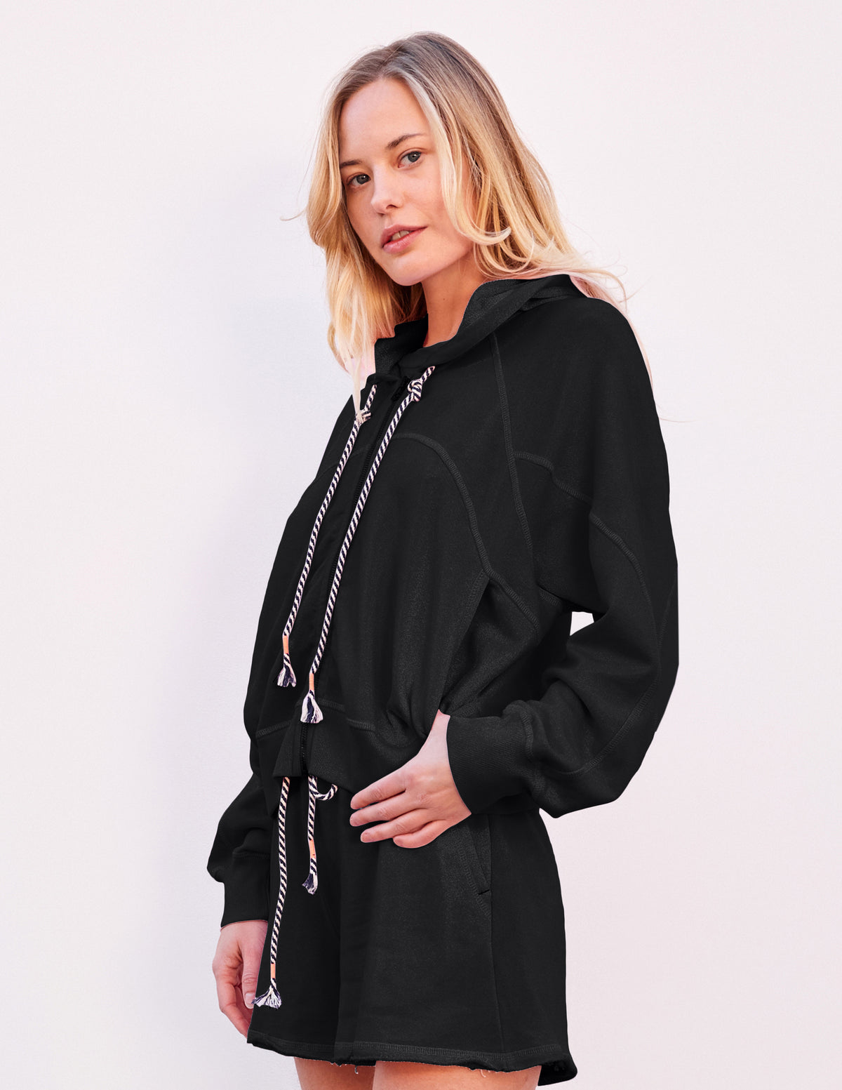 Sundry Horizon Zip Hoodie in Black