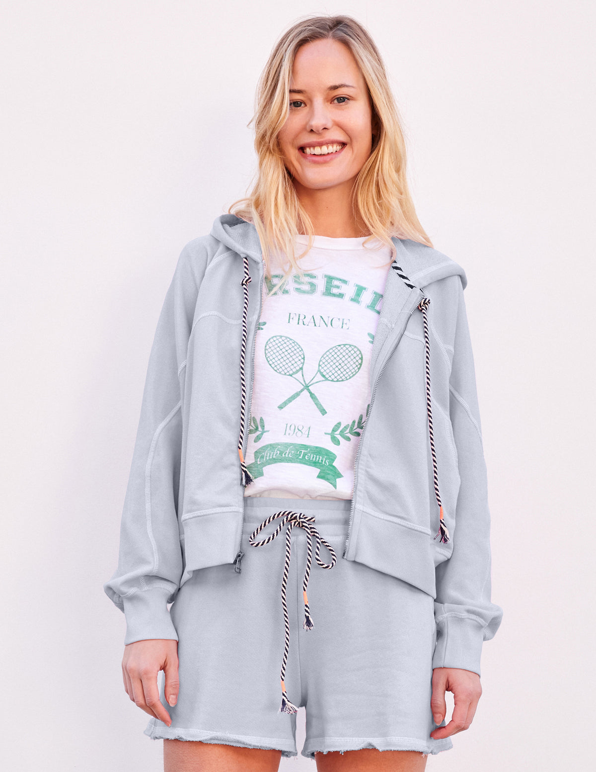 Sundry Horizon Zip Hoodie in Chambray