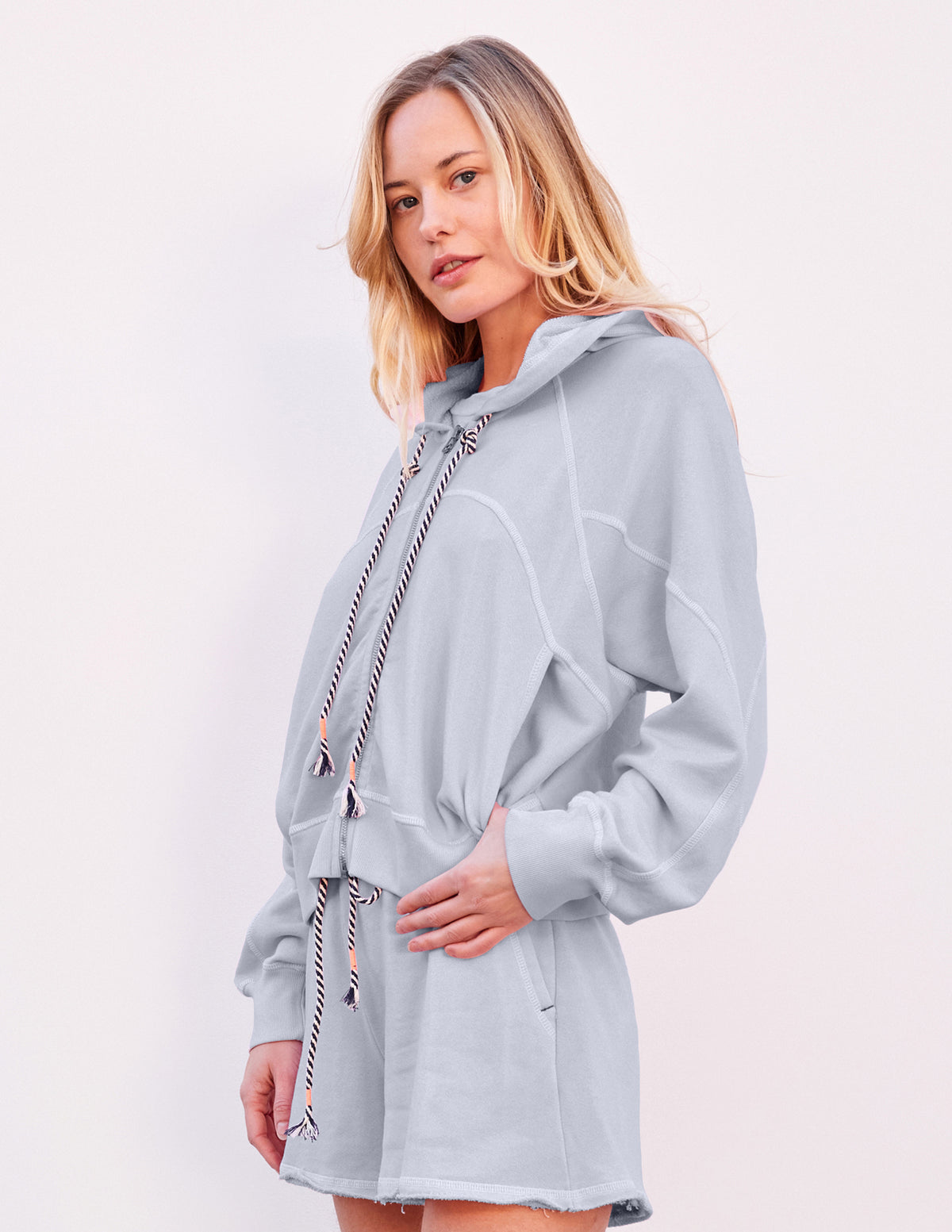 Sundry Horizon Zip Hoodie in Chambray