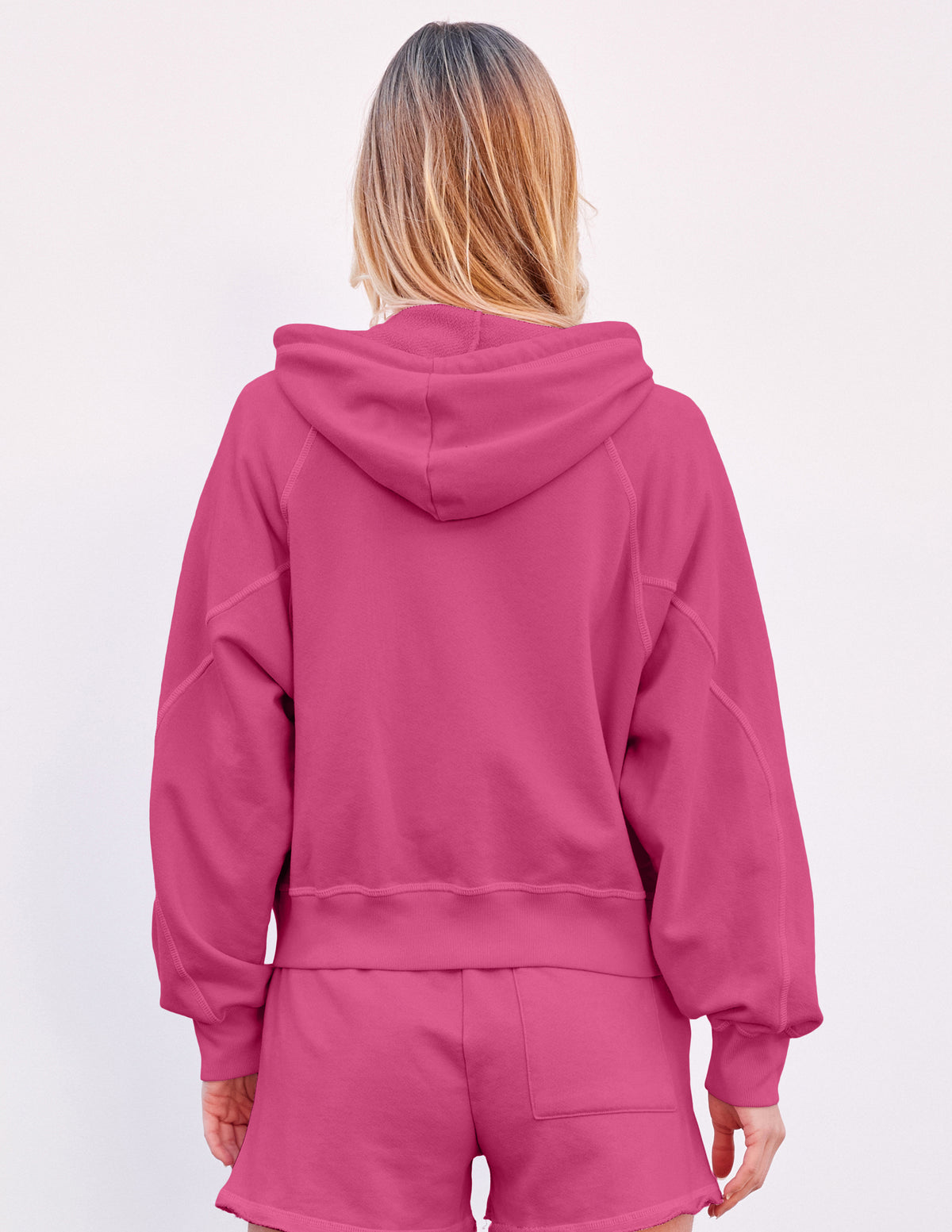 Sundry Horizon Zip Hoodie in Cranberry