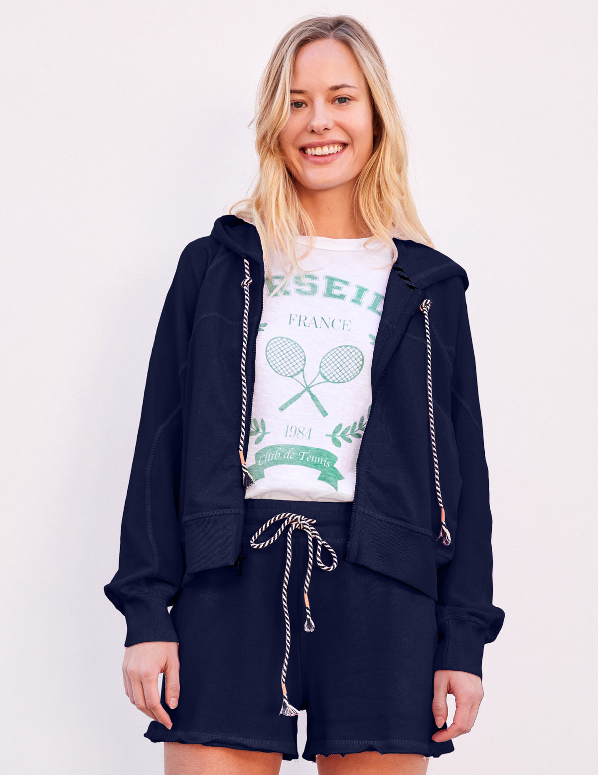 Sundry Horizon Zip Hoodie in Deep Navy