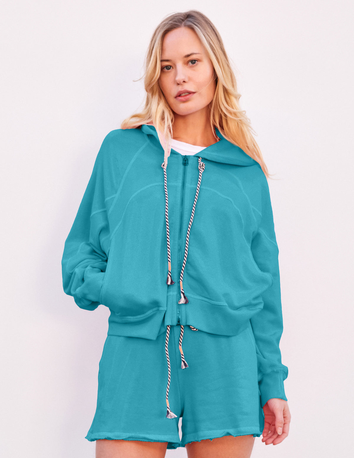 Sundry Horizon Zip Hoodie in Dusty Aqua