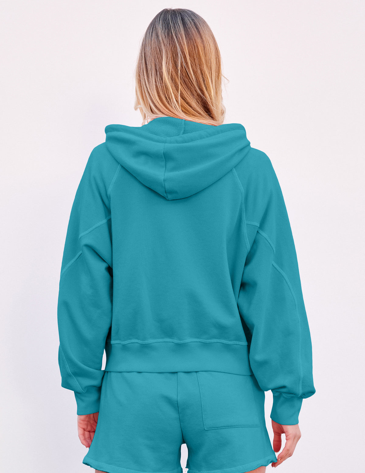 Sundry Horizon Zip Hoodie in Dusty Aqua
