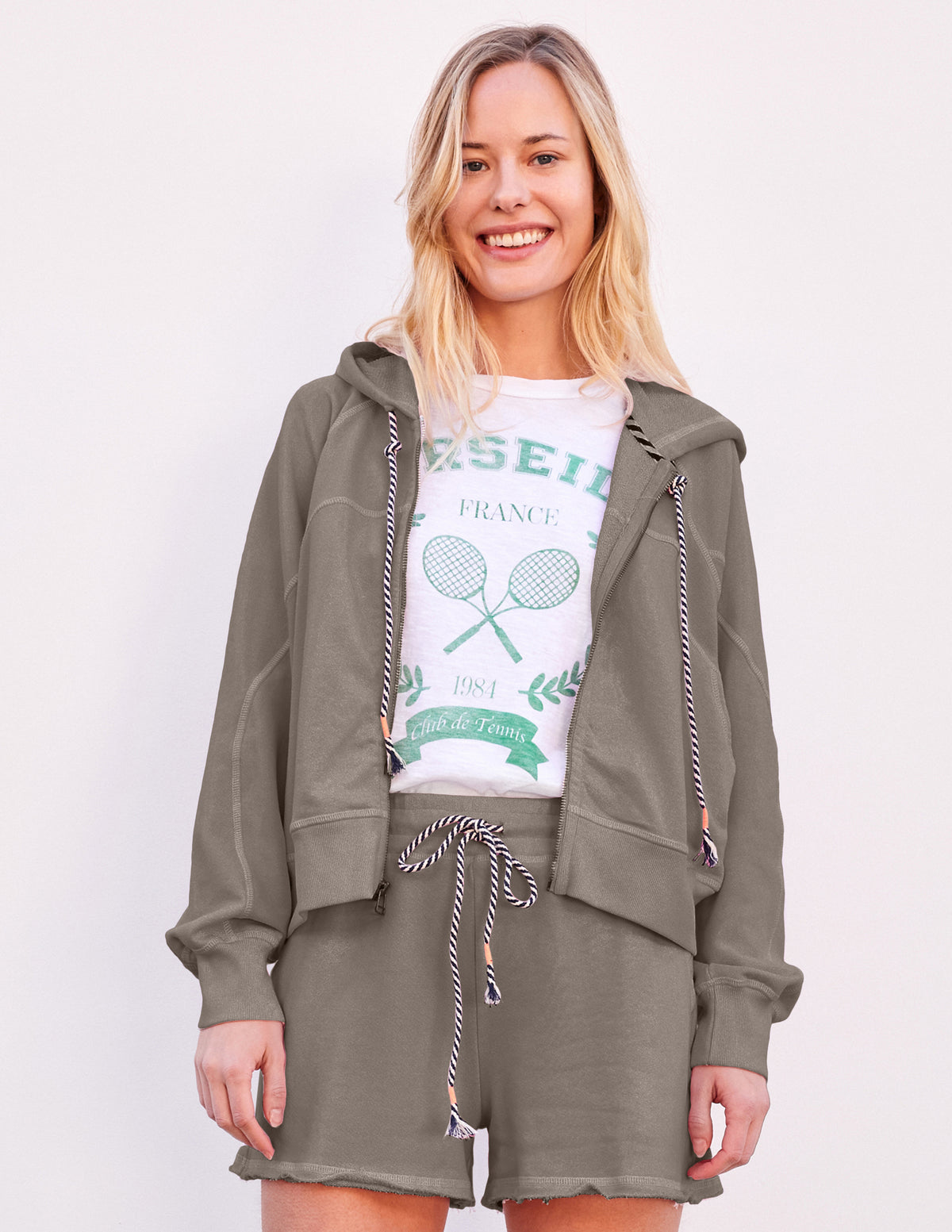 Sundry Horizon Zip Hoodie in Fern