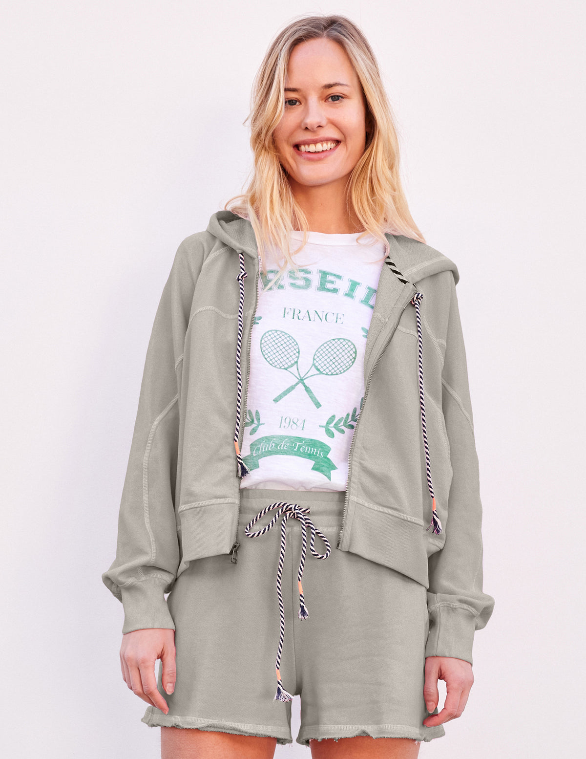 Sundry Horizon Zip Hoodie in Olive Oil
