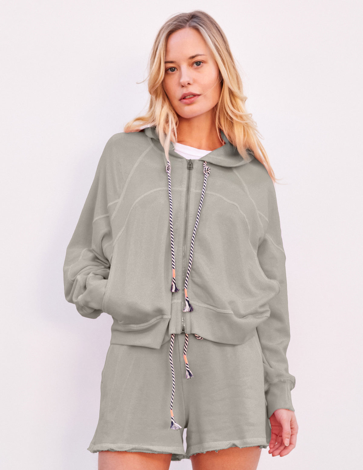Sundry Horizon Zip Hoodie in Olive Oil