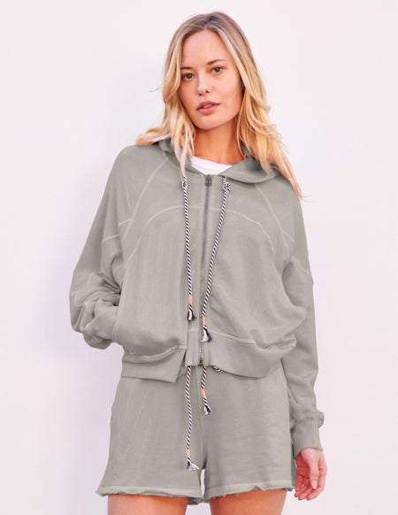 Sundry Horizon Zip Hoodie in Olive Oil