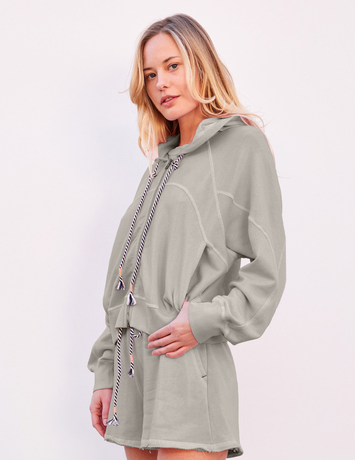 Sundry Horizon Zip Hoodie in Olive Oil