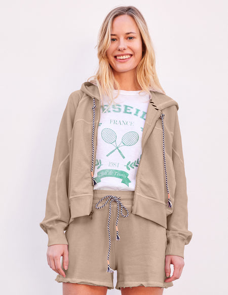 Sundry Horizon Zip Hoodie in Taupe